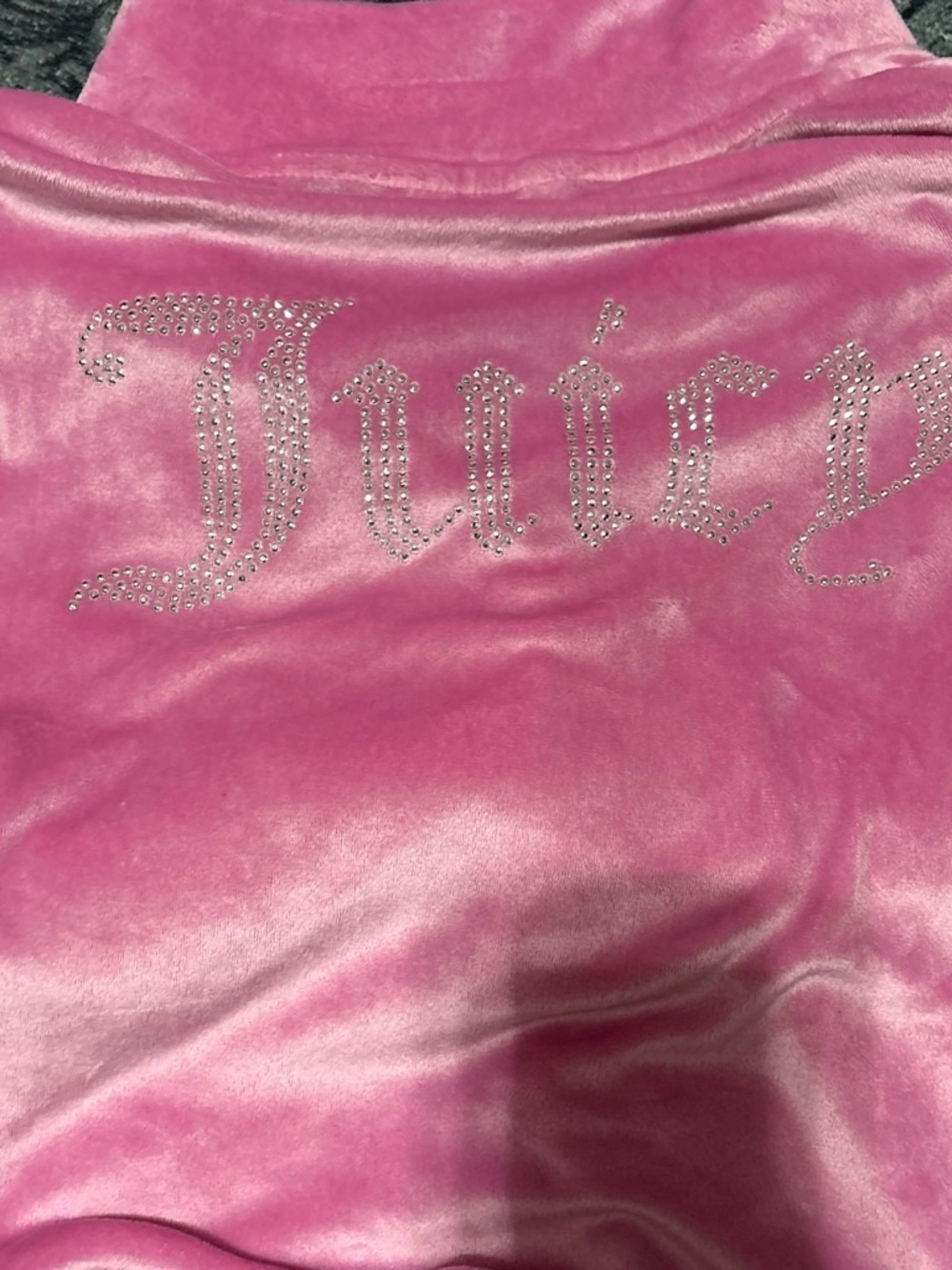 Juicy Couture Hot Pink Velour Crystal Logo Sweatshirt